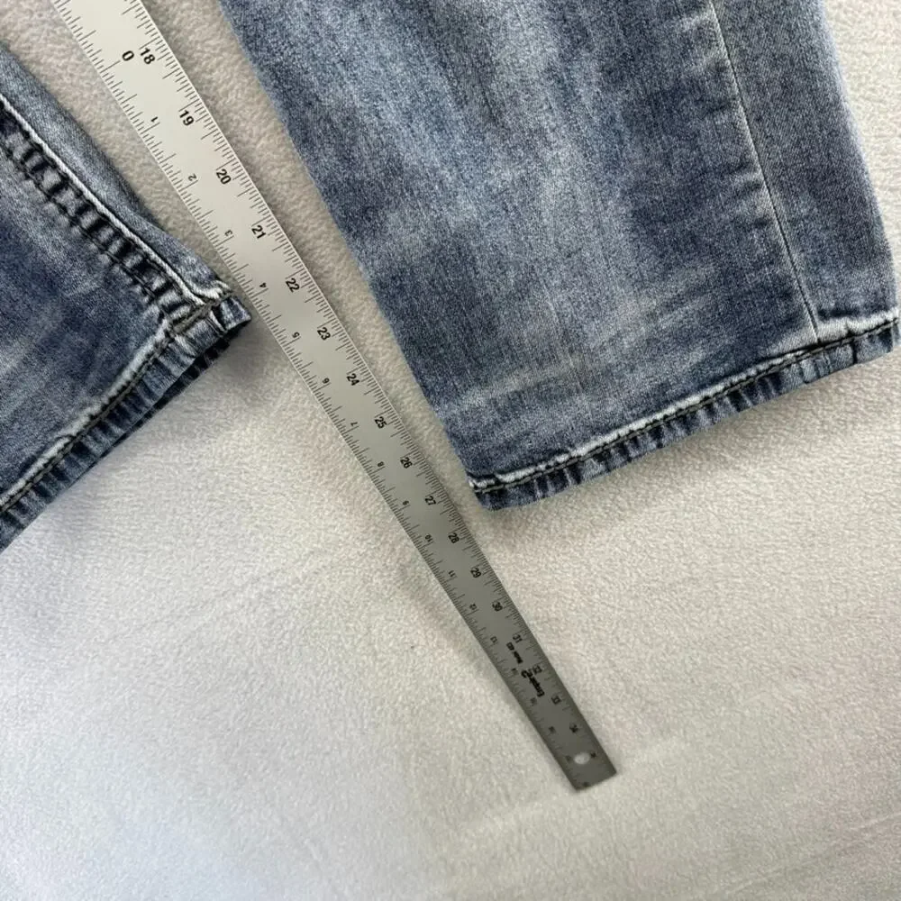 Rock Revival Jeans men's 34 Blue Zed Straight Whisker Distressed Faded Whisker
